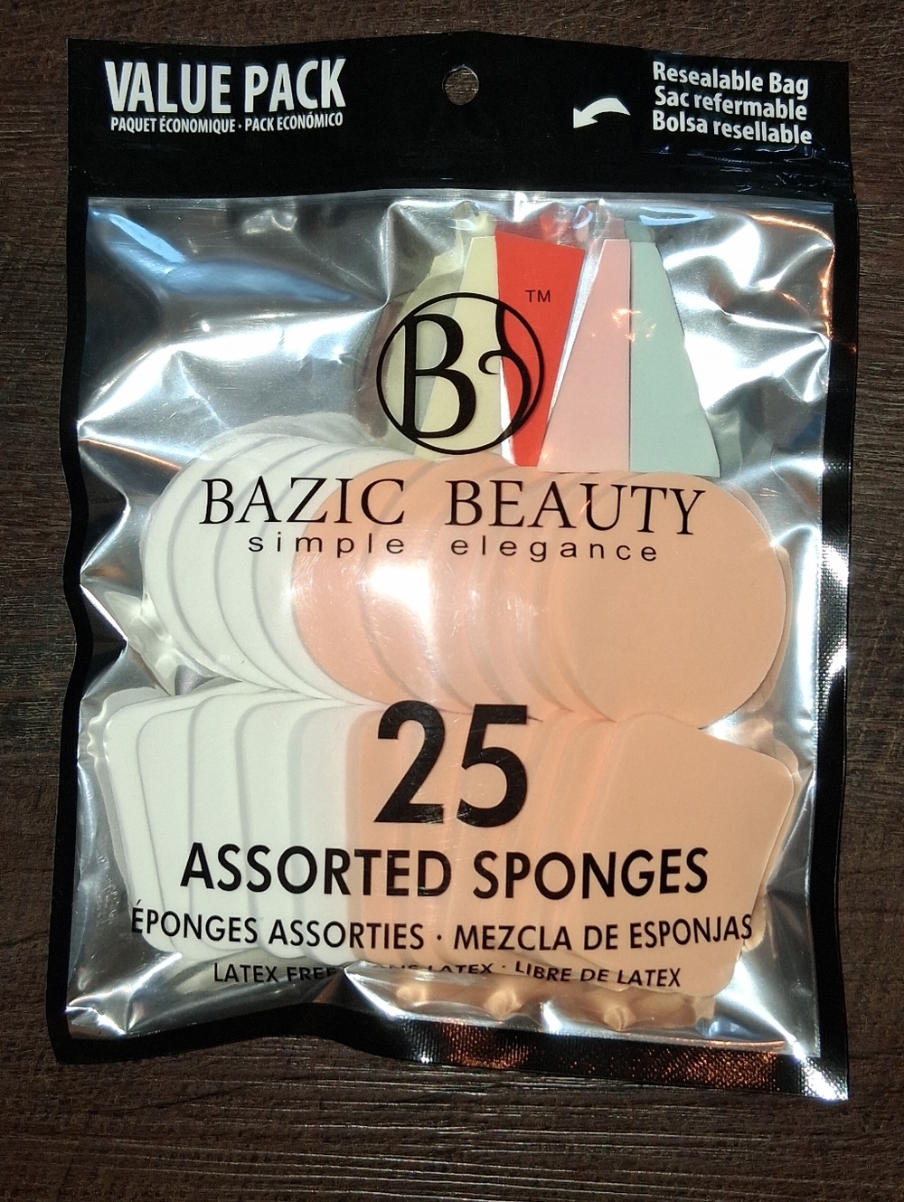 Bazic Beauty 25 Assorted Makeup Sponges - Peach & White